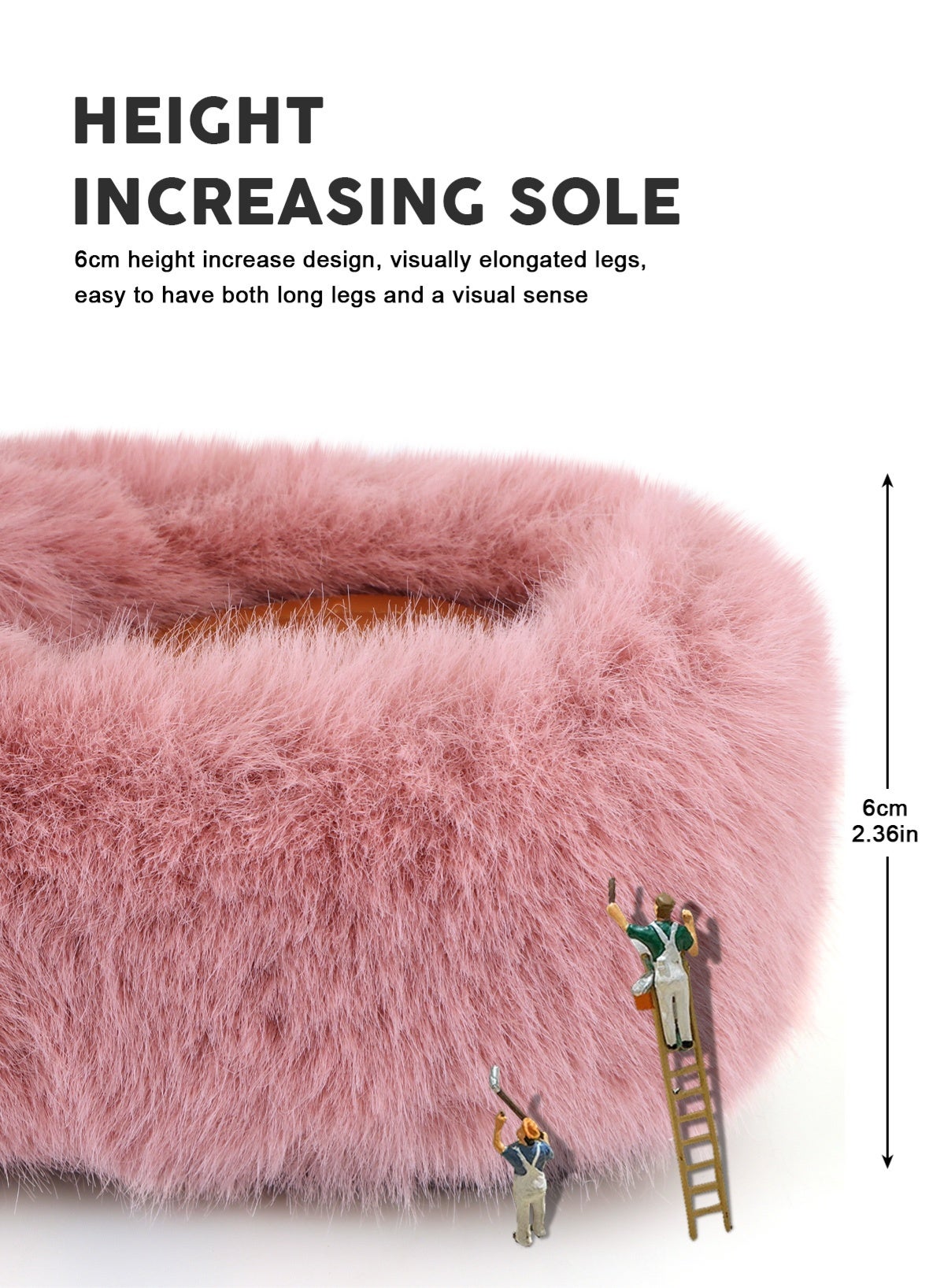 Women's Fluffy Slippers Solid Color Platform Slippers - Casual Winter Shoes Slippers, Stylish Cross - Image 5