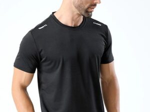 Unisex Crewneck Short Sleeve Quick Dry T-Shirt, Shoulder Reflective Details Regular Fit Athletic
