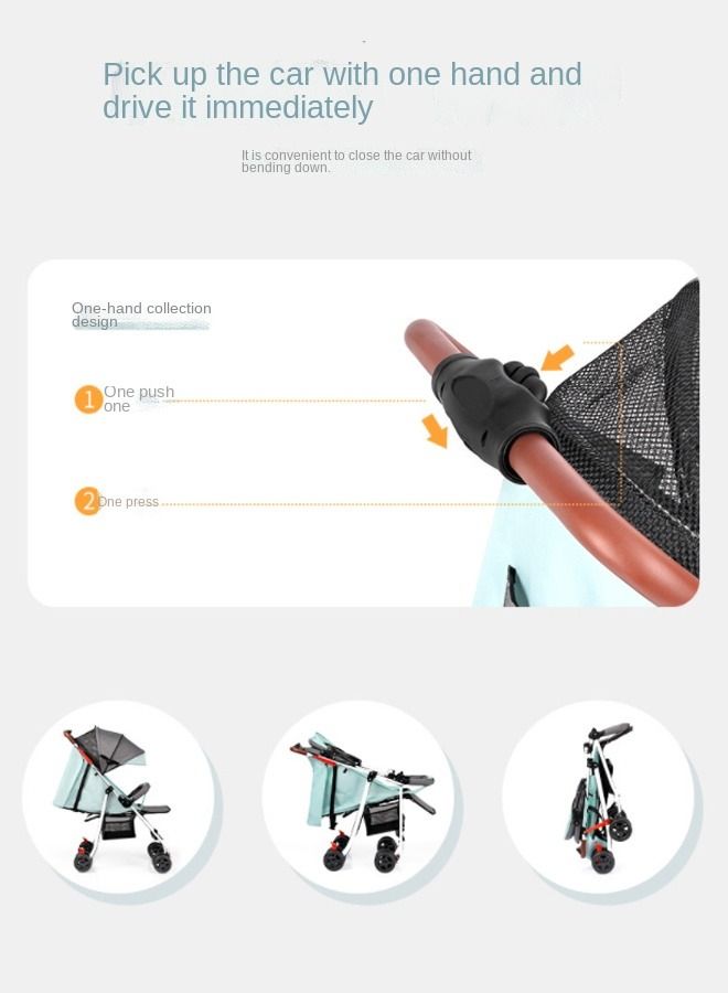 Lightweight Baby Stroller With One-click Folding, Two-way, Oversized Canopy, Removable Tray, and - Image 5