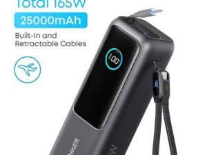 25000mAh Power Bank 165W Ultra-Fast Portable Charger, Dual Laptops - Black