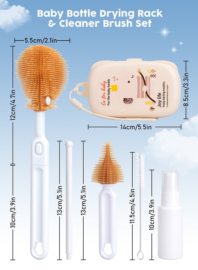 Baby Bottle Cleaning Kit with Silicone Brush, Nipple Brush, Straw Brush and Drying Rack - 6 in 1 - Image 2
