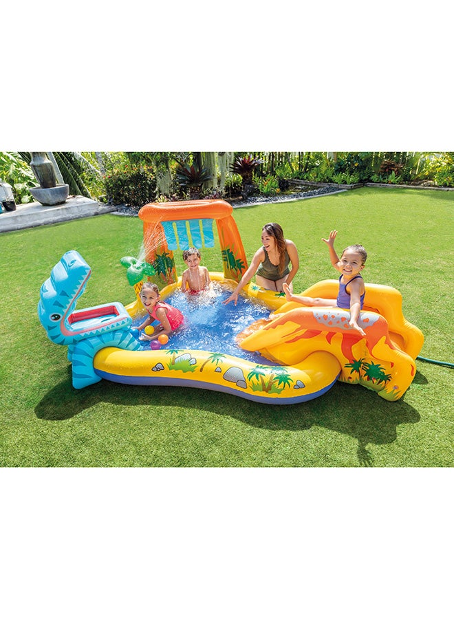 Intex Inflatable Dinosaur Play Center Outdoor Playhouse with Kid Pool Slide, Water Sprayer, - Image 5