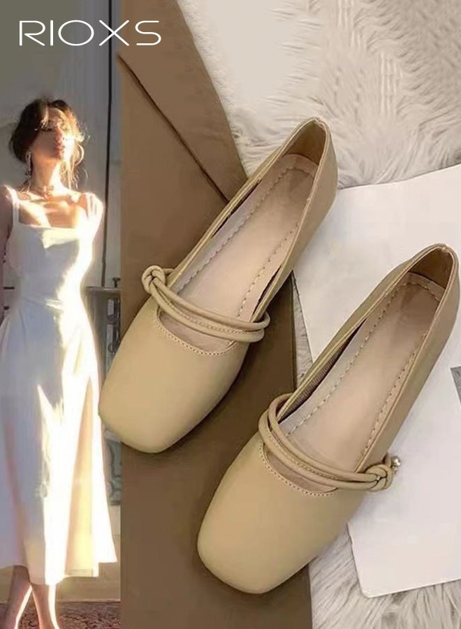 Women's Flats, Mary Jane Flats for Women, Classic Mary Jane Shoes with Strap, PU Leather Square Toe - Image 4