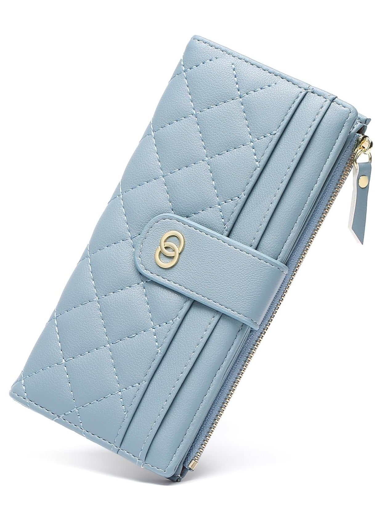 Womens Wallet Slim Rfid Blocking Bifold Leather Credit Card Wallets for Women Clutch with Zipper - Image 2