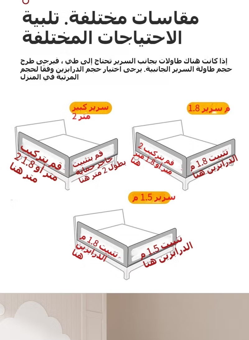 Bed Rails for Toddlers, Swing Down Safety Bed Guard for Convertible Crib, Extra Tall Folding - Image 5