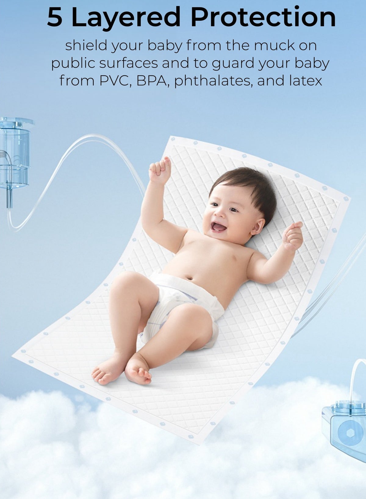 Disposable Changing Mats, 33x45CM Baby Changing Pads Ultra-Absorbent Soft Leak-Proof Portable - Image 5