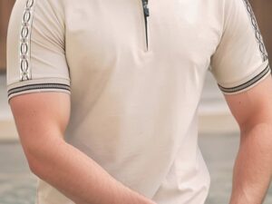 Men Stylish Polo Shirts, Short Sleeve T Shirt with Stand Collar, Casual Versatile Tops with