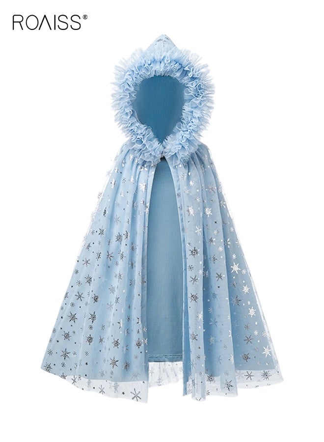 Girls Cape with Snowflake Patterns, Luxurious Hooded Cloak, Princess Dress up Costume for Girls, - Image 4