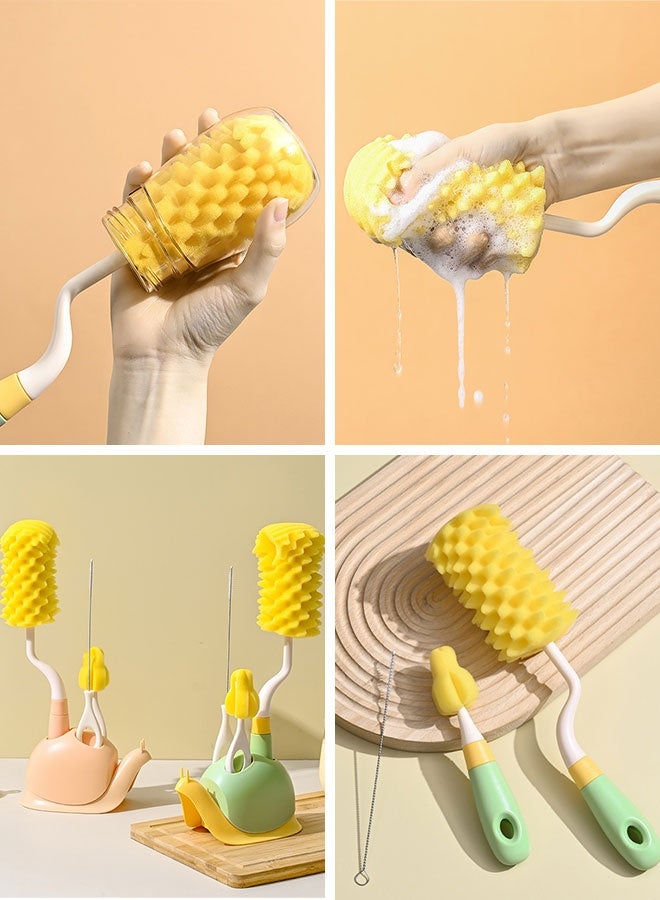 4-in-1 Baby Bottle Cleaning Brush Set, 360° Rotating Soft Sponge Bottles Cleaner with Bottle Brush, - Image 3