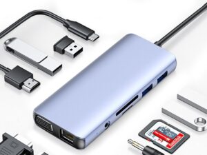 USB-C Hub 11-in-1 Docking Station 4K HDMI VGA Gigabit Ethernet 100W PD