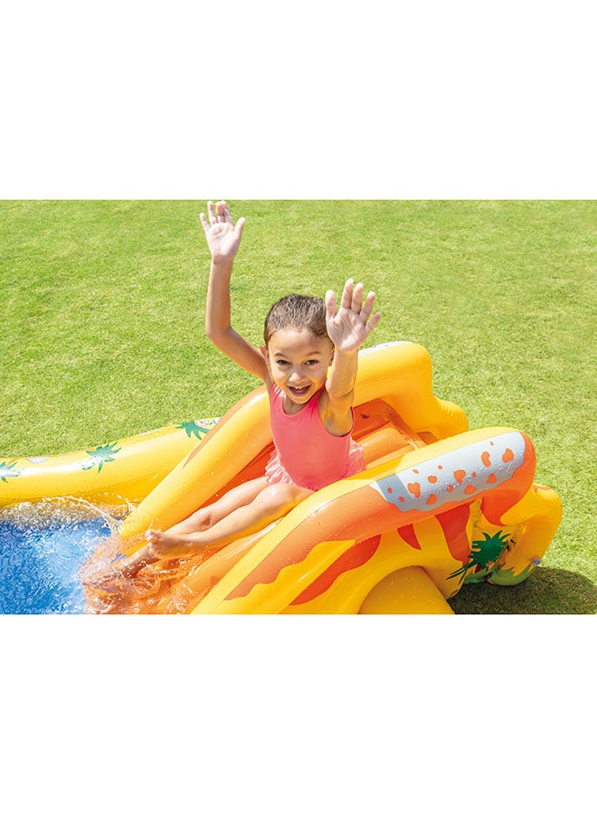 Intex Inflatable Dinosaur Play Center Outdoor Playhouse with Kid Pool Slide, Water Sprayer, - Image 4