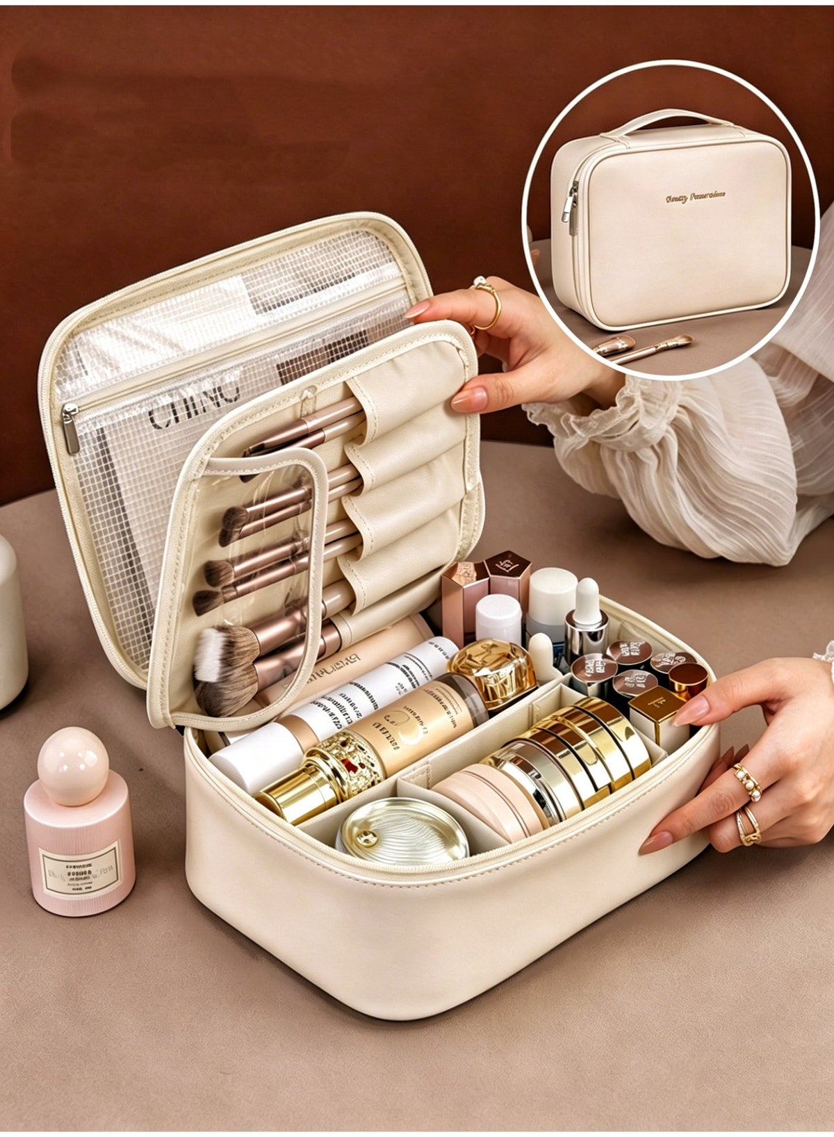 ORiTi 3 Slot Clear Acrylic Makeup Brush Holder Organizer,Eyeliners Display Holder Cosmetic Brushes - Image 5