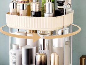 ONECIRCLE Rotating Makeup Organizer for Vanity,Double Tier Cosmetic organizer fits for Cosmetic