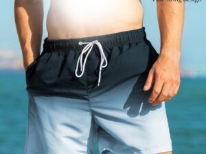 Men's Swim Trunks Navy to Light Blue Gradient Quick Dry Beach Shorts with Mesh Lining &
