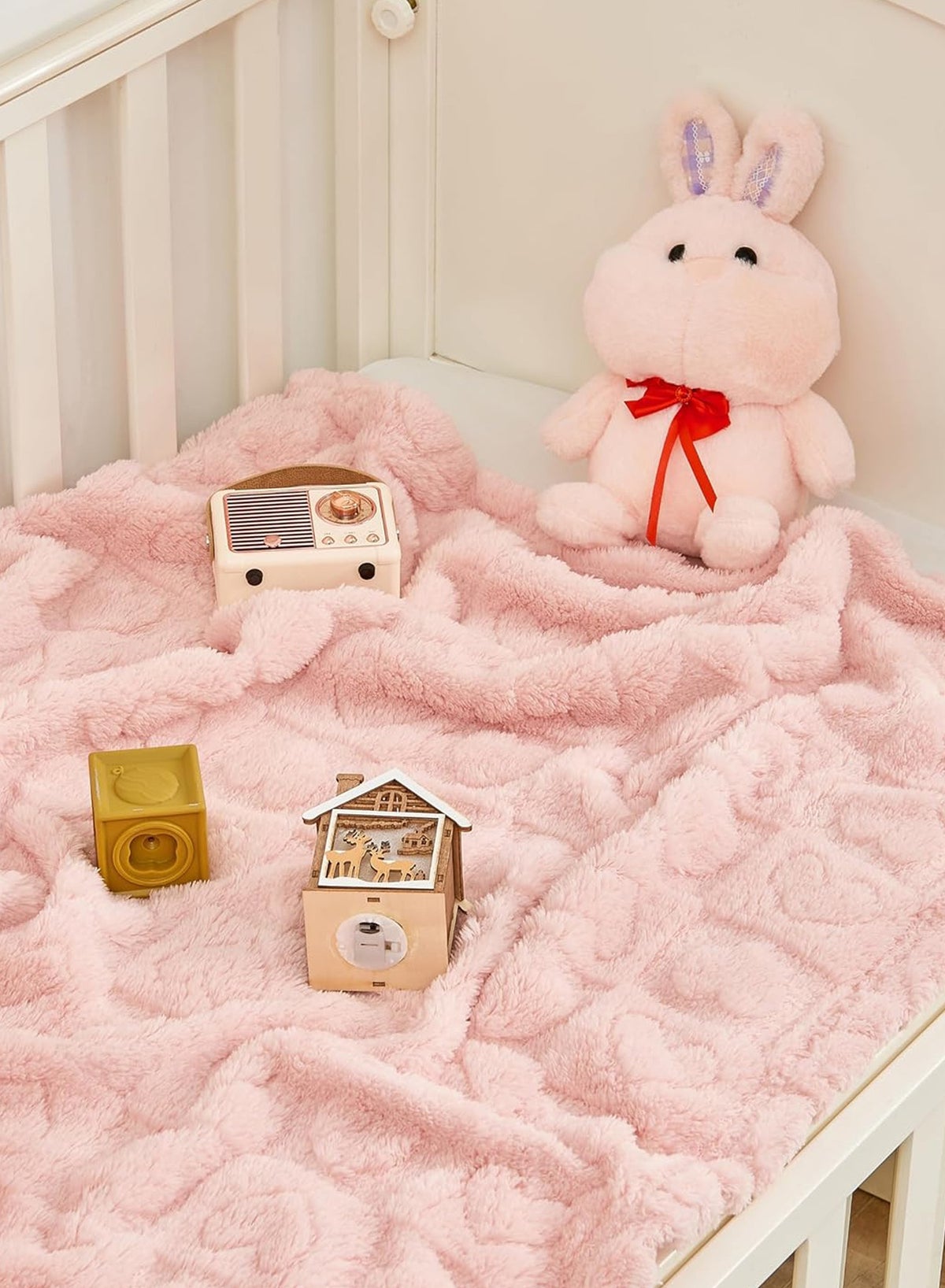 Baby Blanket Heart Checkered Blanket, Ultra Soft Cozy Baby Blankets for Girls Boys, Fluffy Infant - Image 4