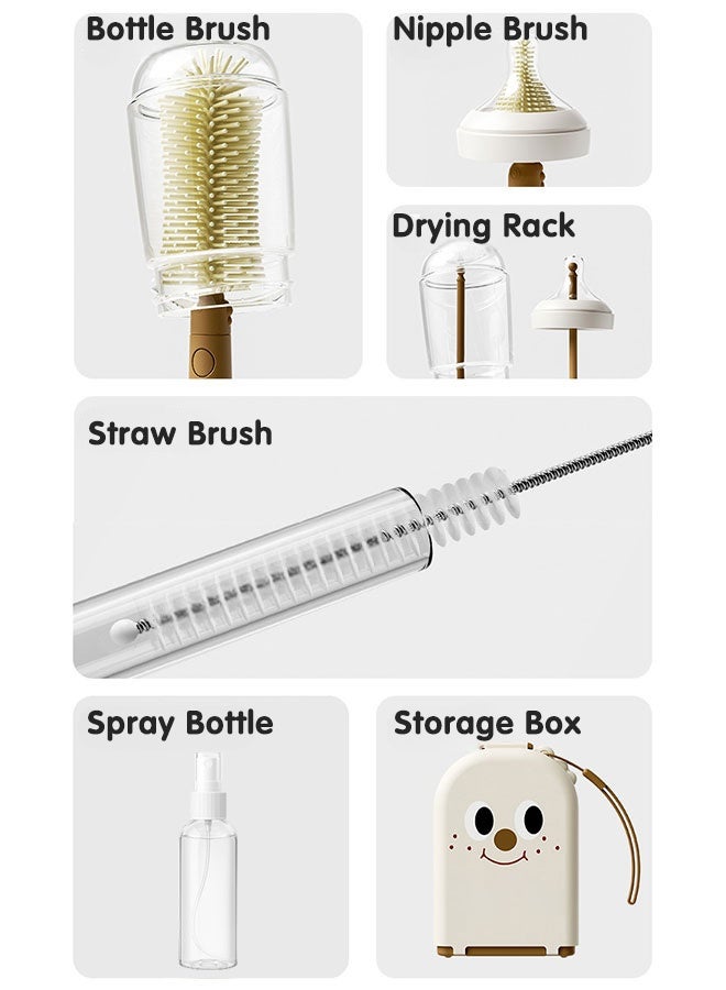 All-in-One Baby Bottle Cleaning Brushes Set with Silicone Bottle Brush, Nipple Brush, Straw Brush, - Image 3