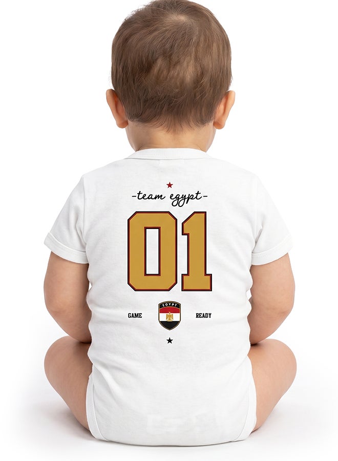 FIFA Egypt Football Printed Unisex Baby Onesie, Little Champion Teddy Graphic, Soft Cotton Infant - Image 4