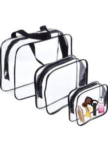 Clear Makeup Bag Package: 1 x Large Makeup Bag with a Handle 1 x Medium Clear Cosmetic Bag 1 x