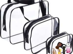 Clear Makeup Bag Package: 1 x Large Makeup Bag with a Handle 1 x Medium Clear Cosmetic Bag 1 x