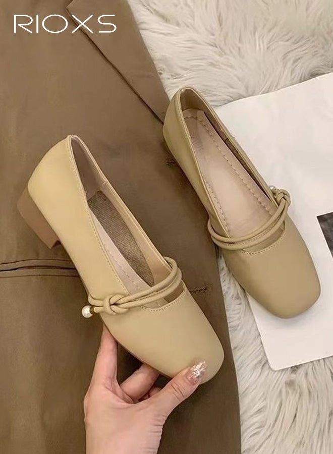Women's Flats, Mary Jane Flats for Women, Classic Mary Jane Shoes with Strap, PU Leather Square Toe - Image 3