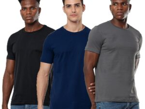 3 Pack Premium Men's T-Shirt 100% Organic Cotton Super Combed Biowash Crew Neck Soft Breathable 180
