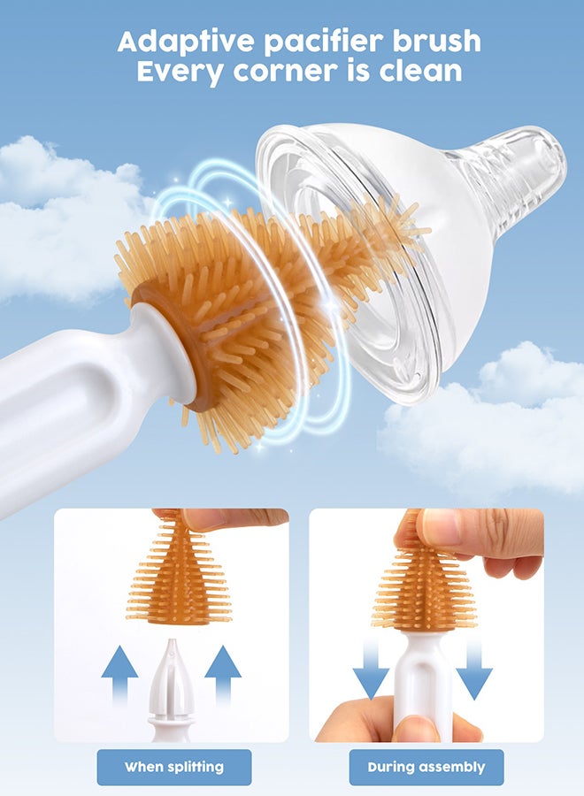 Baby Bottle Cleaning Kit with Silicone Brush, Nipple Brush, Straw Brush and Drying Rack - 6 in 1 - Image 4