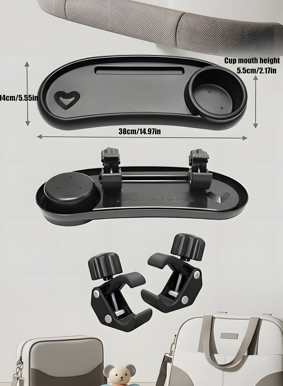 Stroller Tray with Cup Holder,Universal Stroller Snack Tray/Stroller Cup,Multifunctional Child - Image 5