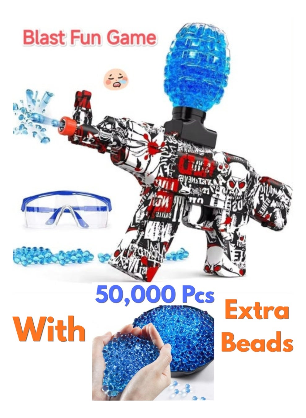 Gel Ball Blaster Gun + 50,000 Pcs Extra Gel Beads