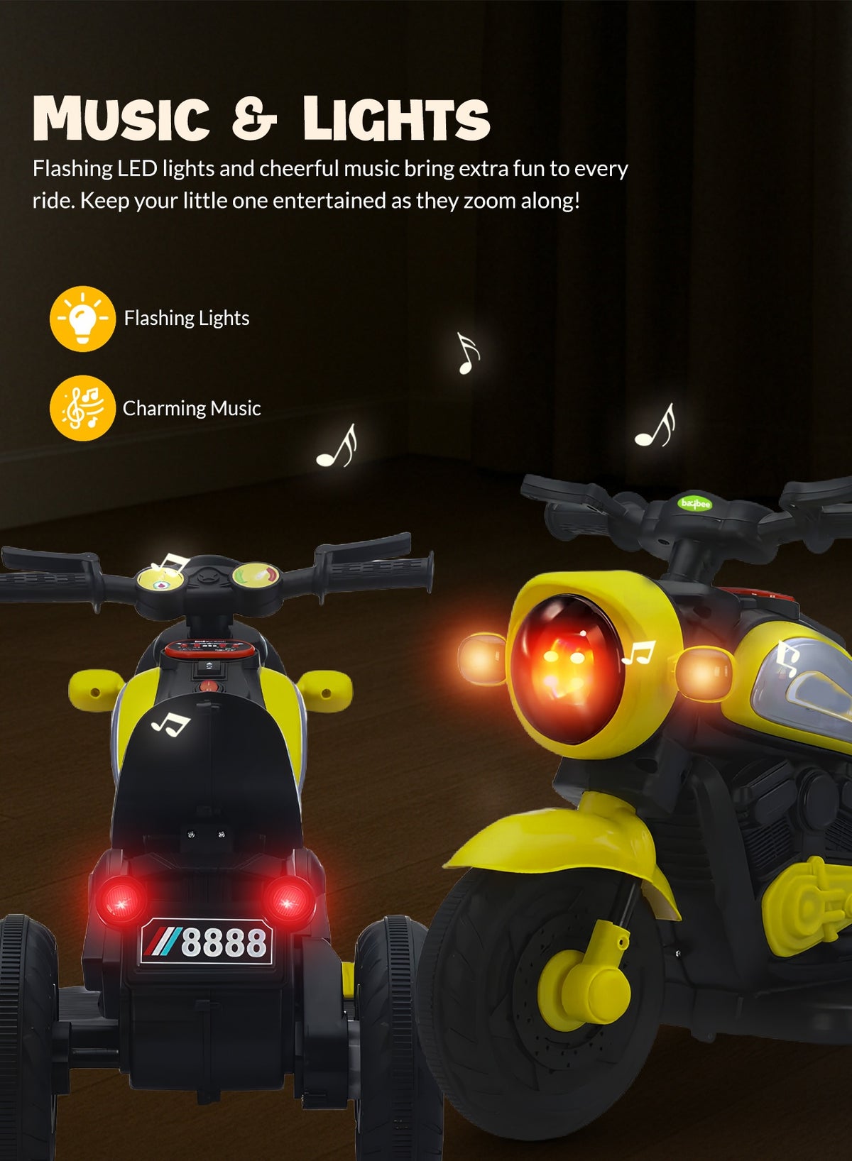 Electric Bike for Kids, Children's Bike with Led Light, Music & Foot Accelerator - Image 4