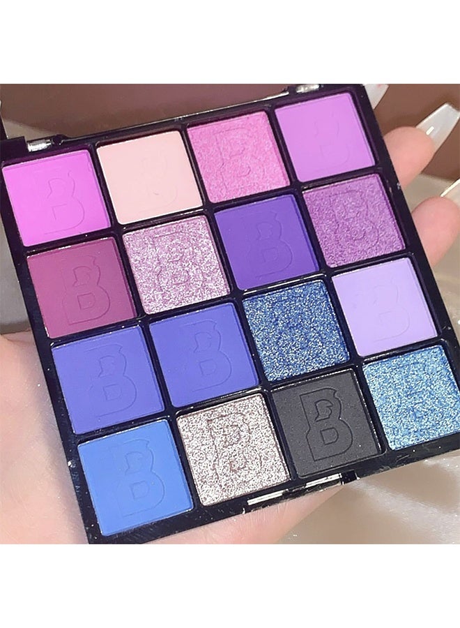Shadow Palette,16 Colors Shimmer Matte Eyeshadow Palette, Waterproof Colorpop Navy Blue Eyeshadow - Image 2