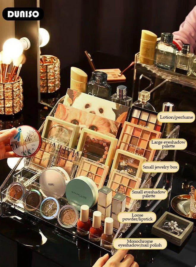 Makeup Organizer for Eyeshadow Palette and Lipstick Organizer, 7 Section Divided Makeup Palette - Image 5