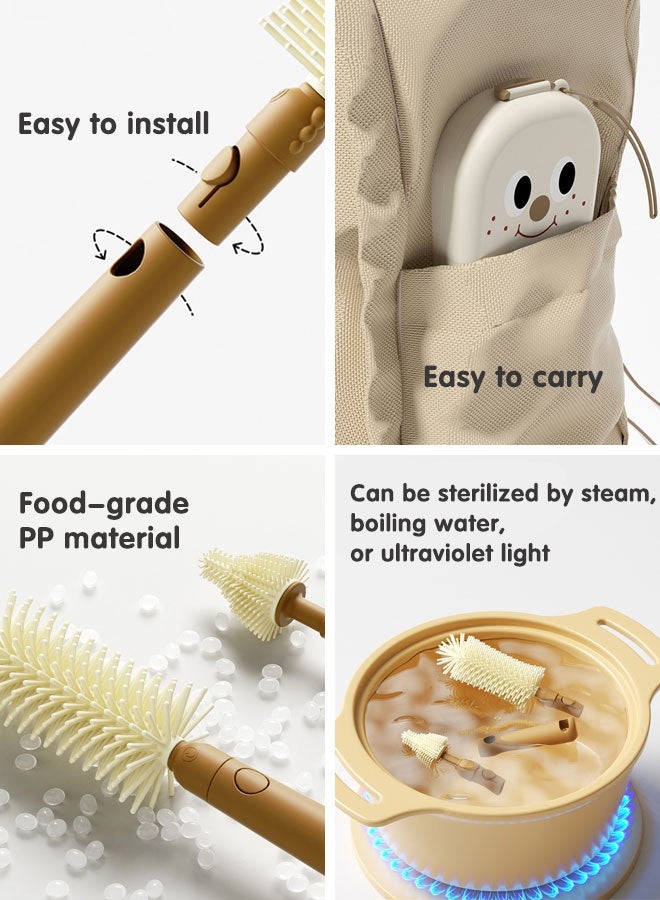 All-in-One Baby Bottle Cleaning Brushes Set with Silicone Bottle Brush, Nipple Brush, Straw Brush, - Image 5