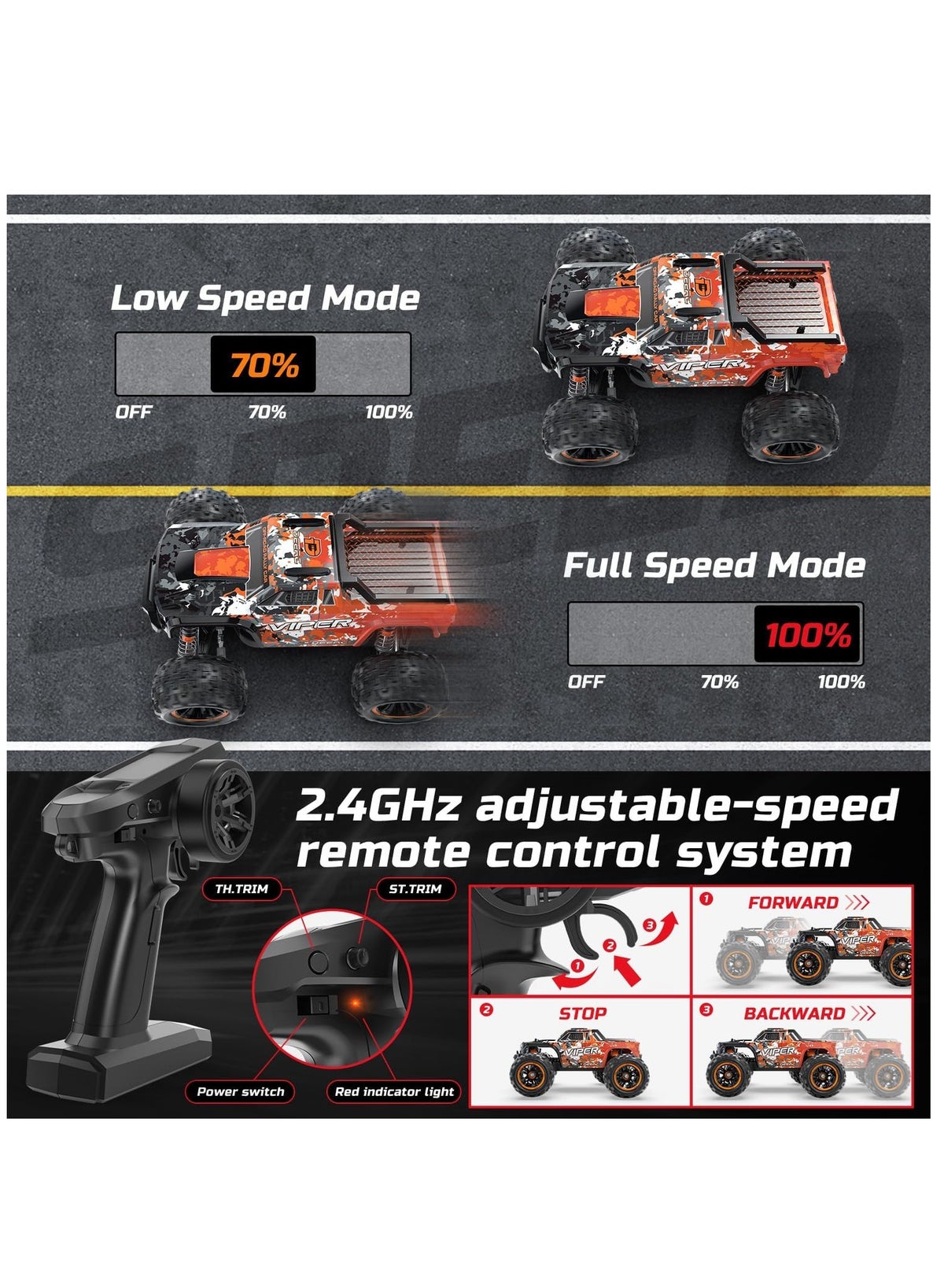 DEERC H16R Brushless Fast RC Cars,1:16 52KM/H High Speed Remote Control Car,4X4 All Terrains RC - Image 5