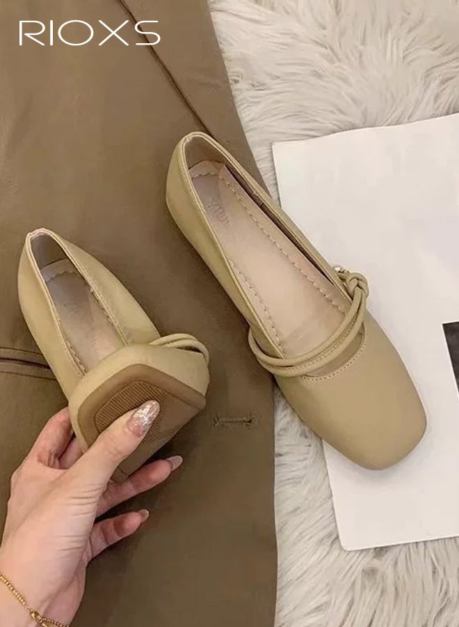 Women's Flats, Mary Jane Flats for Women, Classic Mary Jane Shoes with Strap, PU Leather Square Toe - Image 2