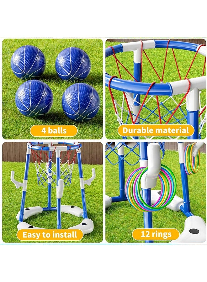 Floating Swimming Pool Toys, Pool Toys Games Set, Basketball Hoop & Inflatable Pool Ring Toss with - Image 5