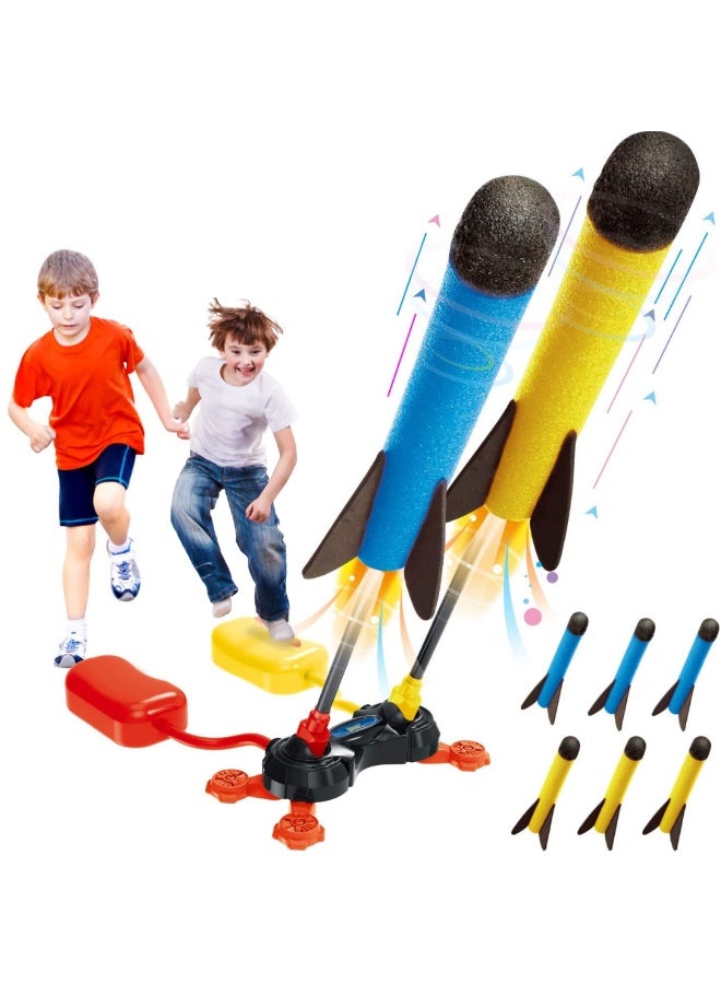 PlumoToys Rocket Launcher Stomp Rocket Dual Pedal Stomp Kids Foam Rockets With 6 Foam Rockets - Image 2
