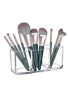 ORiTi 3 Slot Clear Acrylic Makeup Brush Holder Organizer,Eyeliners Display Holder Cosmetic Brushes