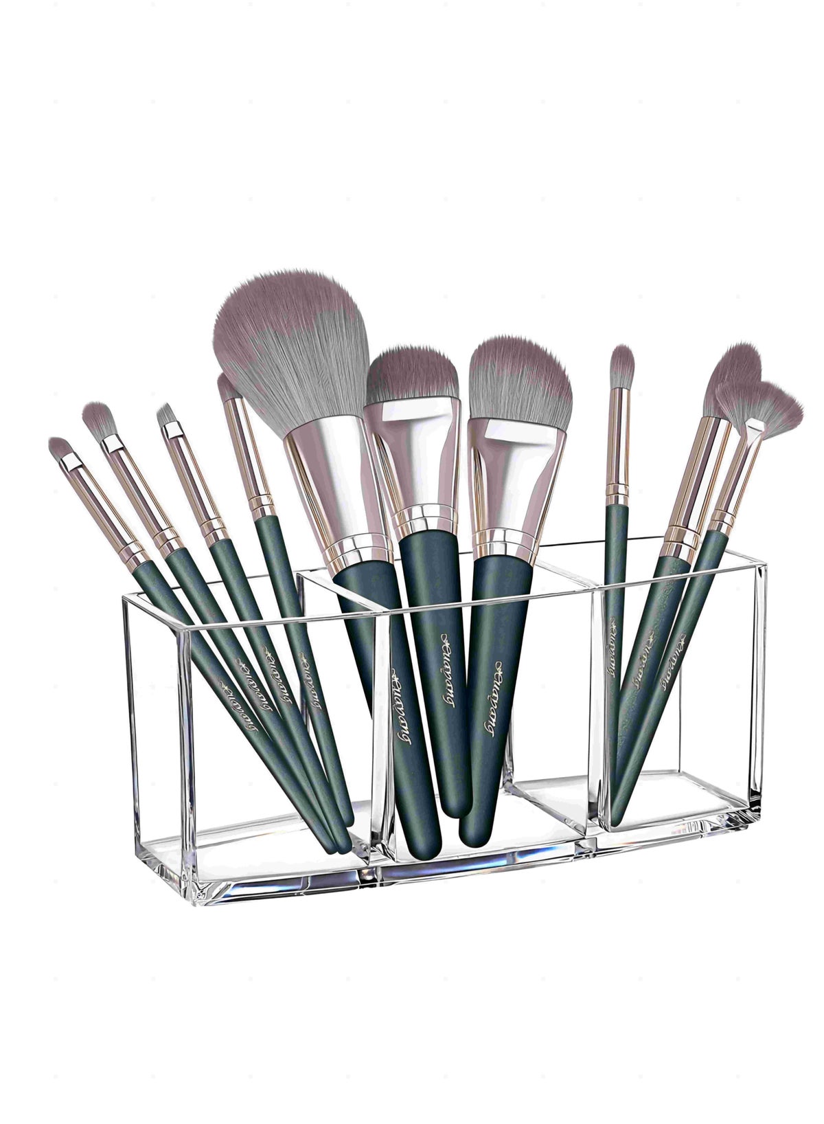 ORiTi 3 Slot Clear Acrylic Makeup Brush Holder Organizer,Eyeliners Display Holder Cosmetic Brushes