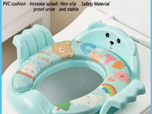 Baby Potty Training Toilet Seat with Soft Cushion Handles, Non-Slip Splash Guard Toddlers Toilet