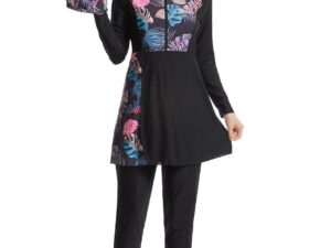 3-Piece Women Conservative Printing Swimsuit Set Muslim Sun Protection Swimwear Swimming Trousers