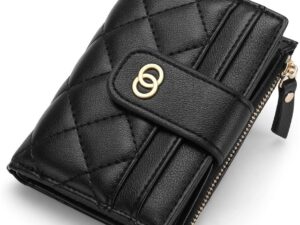 Minimalist Small Zipper Wallets for Women, Slim Bifold PU Leather Credit Card Holder Wallets With