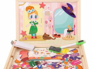 Magnetic Drawing Board, Girls Dress up themed toys, Wooden Puzzles Games Toys for Kids Drawing