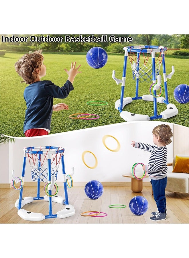 Floating Swimming Pool Toys, Pool Toys Games Set, Basketball Hoop & Inflatable Pool Ring Toss with - Image 3