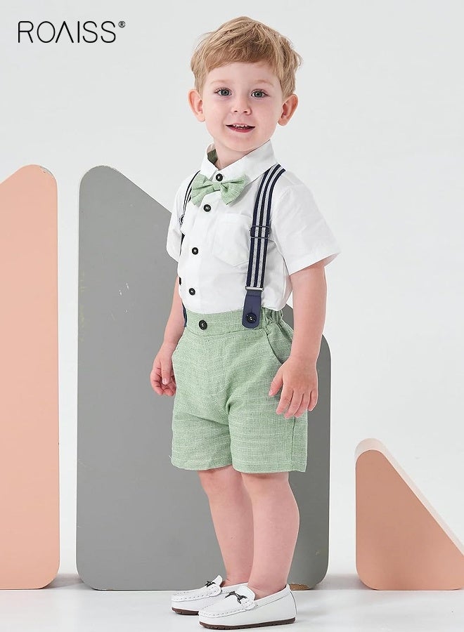3 Piece Comortable Clothing Set for Toddler Boys, Little Gentleman Short Sleeve Button Shirt and - Image 3