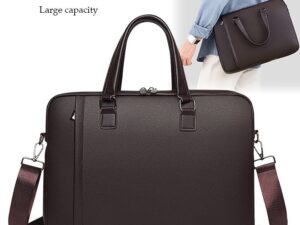 15.6 Inch Laptop Bag Lightweight PU Computer Bag Travel Business Briefcase Water Resistance