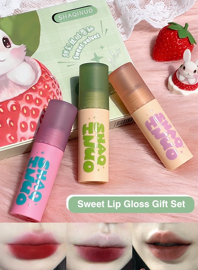 3pcs Sweet Velvet Matte Lip Gloss Gift Set, Long Lasting Moisturizing Non-Fading Lip Tint Kit for - Image 2