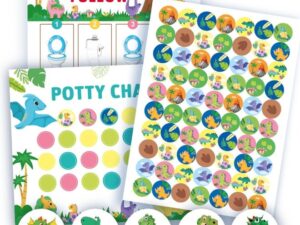 Potty Training Chart with Dinosaur Reward Stickers, Interactive Toilet Training Chart with Reward