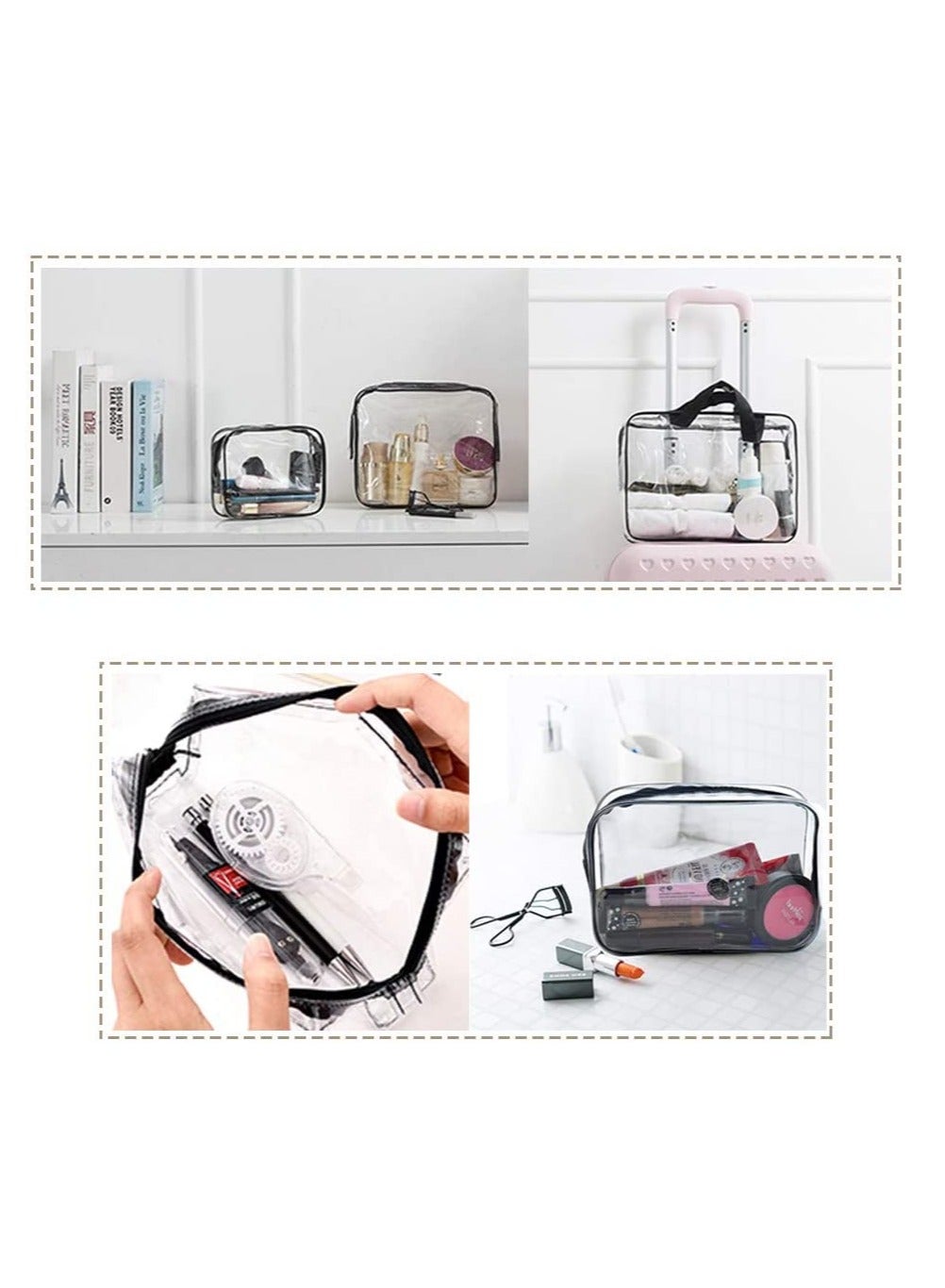 Clear Makeup Bag Package: 1 x Large Makeup Bag with a Handle 1 x Medium Clear Cosmetic Bag 1 x - Image 4