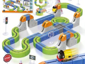 Magnetic Track Set with Electric Train, 126Pcs 3D Infinity Cube Track Set with Train and Traffic
