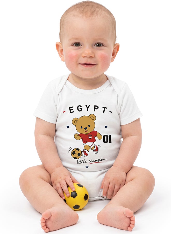 FIFA Egypt Football Printed Unisex Baby Onesie, Little Champion Teddy Graphic, Soft Cotton Infant - Image 3
